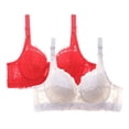 thumbnail image 1 of cfhntfmh 2 Pc Women's Lace Bra Solid Color Floral Bralette No Underwire Support Full Coverage Soft Comfy Everyday Bras, 1 of 2