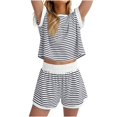 thumbnail image 1 of cfhntfmh 2 Piece Lounge Sets for Women Summer Fashion Printed Short Sleeve Cropped T-Shirts Cute Loose Wide Leg Shorts Workout Sets, 1 of 6