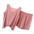 thumbnail image 1 of cfhntfmh 2 Piece Pajama Sets for Women Sleepwear Casual Sleeveless Crewneck Tank Tops Baggy Comfy Wide Leg Shorts Pjs Sets, 1 of 5