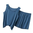 thumbnail image 1 of cfhntfmh 2 Piece Pajama Sets for Women Sleepwear Casual Sleeveless Crewneck Tank Tops Baggy Comfy Wide Leg Shorts Pjs Sets, 1 of 5