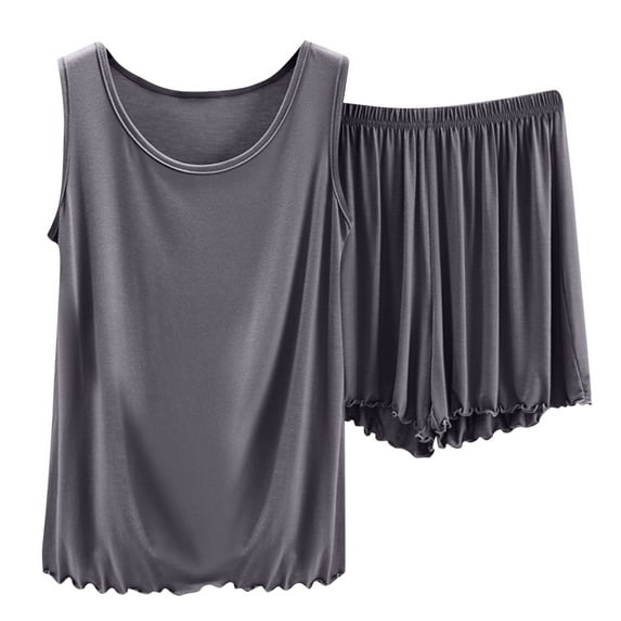 cfhntfmh 2 Piece Pajamas Set for Women Casual Sleepwear Soft Pj Sets Tank Top and Shorts Sleeveless Loungewear for Summer