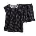 thumbnail image 1 of cfhntfmh 2 Piece Pajamas Set for Women Short Sleeve Scoop Neck Tops and Pants Pjs Sleepwear Sets Plus Size Loungewear(Black,XX-Large), 1 of 3