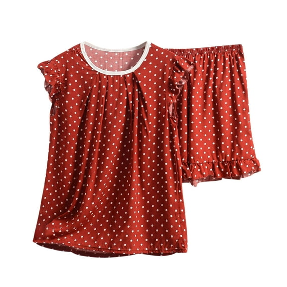 cfhntfmh 2 Piece Pajamas Set for Women Short Sleeve Scoop Neck Tops and Pants Pjs Sleepwear Sets Plus Size Loungewear(Red,X-Large)