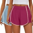 thumbnail image 1 of cfhntfmh 2pc Athletic Shorts for Women Mid Elastic Waist Pleated Workout Shorts Color Block Stretchy Gym Fitness Shorts, 1 of 4