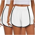 thumbnail image 1 of cfhntfmh 2pc Athletic Shorts for Women Mid Elastic Waist Pleated Workout Shorts Color Block Stretchy Gym Fitness Shorts, 1 of 4