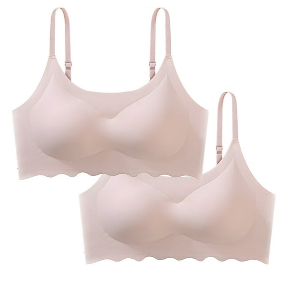 cfhntfmh 2pc Bras for Women No Underwire Seamless Adjustable Strap Bras Scalloped Comfort Wireless Push up Bralettes