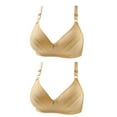 thumbnail image 1 of cfhntfmh 2pc Bras for Women No Underwire Soft V Neck Trim Adjustable Strap Bras Comfort Liftup Everyday Sleep Bralettes, 1 of 3