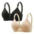 thumbnail image 1 of cfhntfmh 2pc Everyday Bras for Women Wirefree Soft V Neck Liftup T-Shirts Bralettes Breathable Front Trim Adjustable Strap Bras, 1 of 4