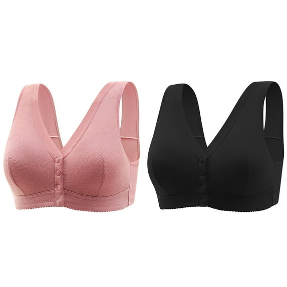 cfhntfmh 2pc Front Closure Bras for Women Wirefree High Supports Liftup Bras No Underwire Convenient Everyday Bralettes