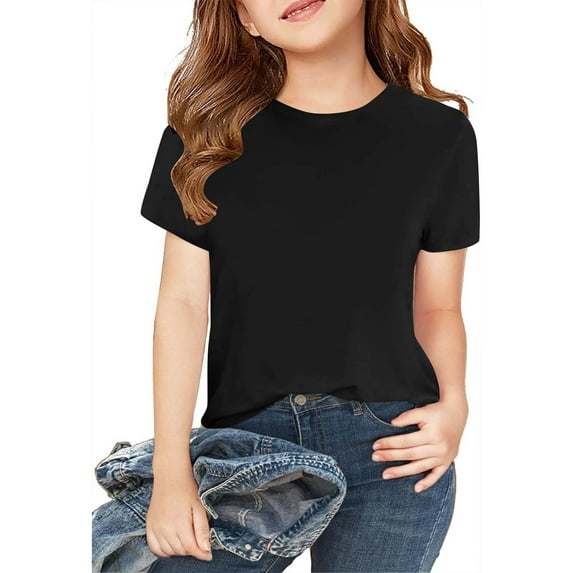 cfhntfmh 2pc Lounge Tops for Children's Boys Girls Cotton Short Sleeve Basic Shirts Comfy Crewneck Solid Color Sleep T-Shirts