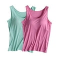 thumbnail image 1 of cfhntfmh 2pc Pajama Tank Tops for Women Bulit in Bras Comfy Sleeveless Scoop Neck Loose Plus Size Sleep Shirts Sleepwear, 1 of 4