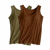 cfhntfmh 2pc Pajama Tops for Women Sleepwear Comfy Scoop Neck Sleeveless Yoga Athletic Tank Shirts Soft Padded Pjs T-Shirts