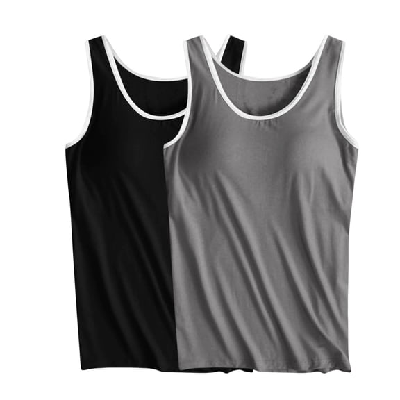 cfhntfmh 2pc Tank Tops for Women Summer Sleeveless Scoop Neck Color Block Shirts Basic Soft Padded Yoga Tee Shirts