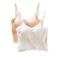 thumbnail image 1 of cfhntfmh 2pc Tank Tops with Built in Bras Sleeveless Adjustable Strap V Neck Bralettes Soft Padded Wireless Short Camisole, 1 of 7