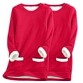 thumbnail image 1 of cfhntfmh 2pc Winter Warm Sweatshirt for Women Fleece Lined Long Sleeve Basic Tops Comfy Crewneck Thermal Pullover Shirts, 1 of 3
