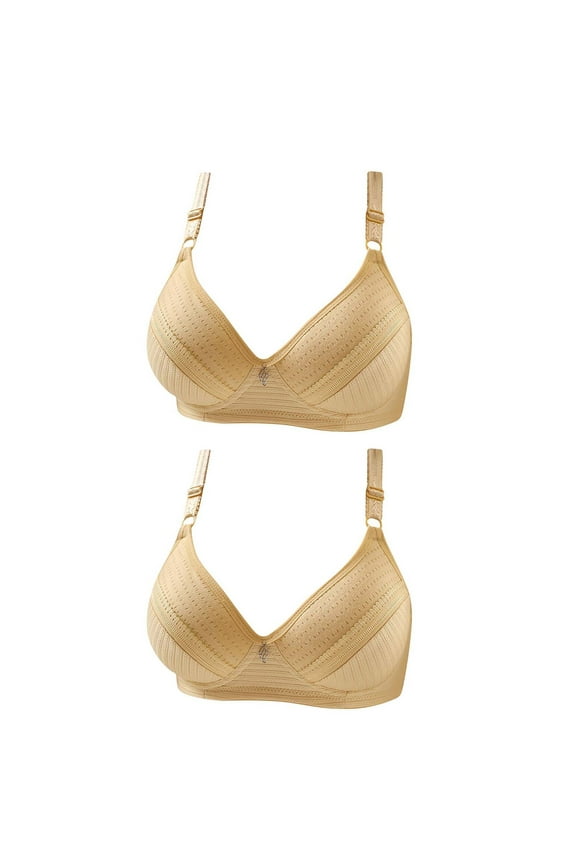 2pc Women's Plus Size Wireless Bra Push up Low Cut Everyday Bra Wirefree Full-Coverage Bra Comfort Bralettes
