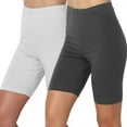 thumbnail image 1 of cfhntfmh 2pc Womens High Waisted Shorts Stretchy Seamless Athletic Shorts Skinny Butt Lifting Knee Length Yoga Pants, 1 of 7