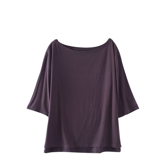 cfhntfmh 3/4 Length Sleeve Womens Pajamas Tops Baggy Round Neck Shirt Basic Plain Sleep Summer Tees