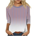 thumbnail image 1 of cfhntfmh 3/4 Length Sleeve Womens Tops Casual Print Crewneck Loose T-Shirts Fall Lounge Soft Tunic Blouses, 1 of 5