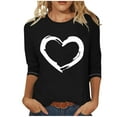 thumbnail image 1 of cfhntfmh 3/4 Length Sleeve Womens Tops Heart Graphic Tees Shirt Slim Fit Tunic Blouse Cute Clothes Fall Outfits for Women, 1 of 3