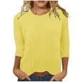 thumbnail image 1 of cfhntfmh 3/4 Sleeve Shirts for Women Summer Crewneck Textured Lounge Tops Stretchy Loose Basic Plain T-Shirts, 1 of 6