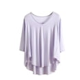 thumbnail image 1 of cfhntfmh 3/4 Sleeve Sleep Shirt for Women Lightweight Breathable Pajama Top V Neck Curvy Hem Modal Sleepwear Loungewear（Purple,Large), 1 of 7