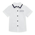 thumbnail image 1 of cfhntfmh 3-9 Years Kids Boys Girls Dress Shirts Cute Buttons down Blouses Summer Soft Collared Short Sleeve Tops with Pockets, 1 of 3