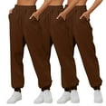 thumbnail image 1 of cfhntfmh 3 Pack Women's Cinch Bottom Sweatpants Fall Fashion Athletic Joggers Fleece Workout Lounge Pants with Pockets（Brown,Small), 1 of 5