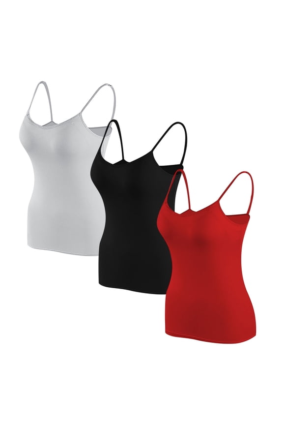 3pc Camisoles for Women with Push up Bras Pad Sleeveless Cami Shirts Layered Spaghetti Strap Comfy Tank Tops