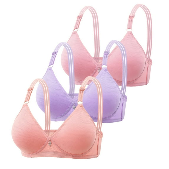 cfhntfmh 3pc Everyday Bras for Women Soft V Neck Wireless Breathable Adjustable Strap Bras Comfort Front Trim Bralettes