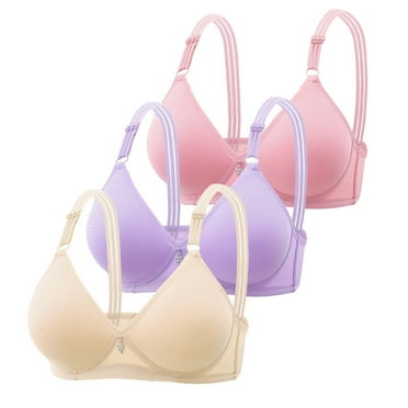 cfhntfmh 3pc Everyday Bras for Women Soft V Neck Wireless Breathable Adjustable Strap Bras Comfort Front Trim Bralettes