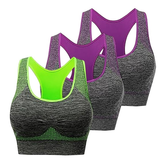 cfhntfmh 3pc Racerback Sports Bras for Women Medium Support Wireless Bras Full-Coverage Running Gym Yoga Underwear