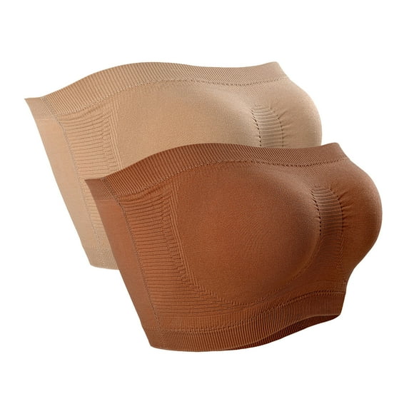 cfhntfmh 3pc Strapless Bras for Women Comfort Seamless No Underwire Bandeau Bras Fashion Wirefree Pleated Tube Tops Bras