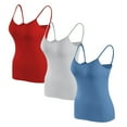 thumbnail image 1 of cfhntfmh 3pc Tank Tops for Women Built in Bras Comfy Sleeveless Camisole Spaghetti Strap Summer Lounge Layered Cami Shirts, 1 of 5