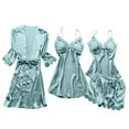 thumbnail image 1 of cfhntfmh 4 Piece Pajama Sets for Women Trendy Lace Trim Camisole Dress Soft Shorts Sleepwear Loungewear Pjs Sets, 1 of 3