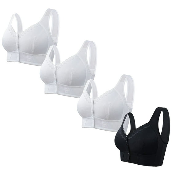 cfhntfmh 4pc Plus Size Bras for Women Comfort Wireless Front Closure Bralettes Breathable Soft Push up Bras