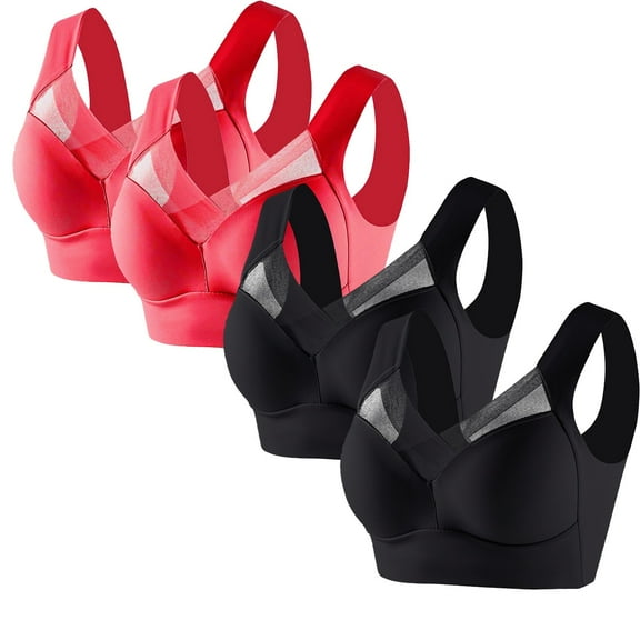 cfhntfmh 4pc Sport Bras for Women Plus Size No Underwire Bras Soft Stretchy Breathable Full Coverage Wireless Bralttes