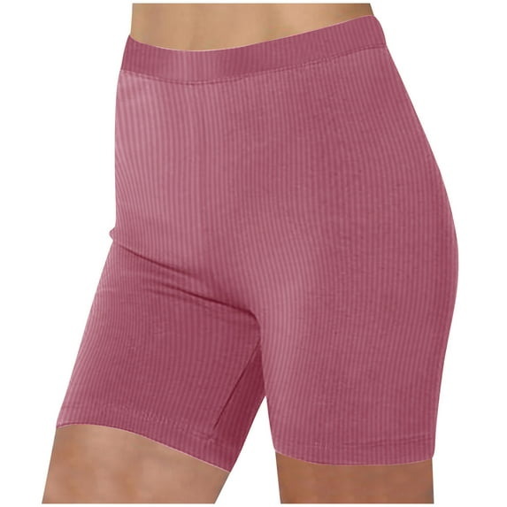 cfhntfmh Athletic Shorts for Women Lifting Butt Shorts Solid Color Ribbed Knit Biker Running Short Pants