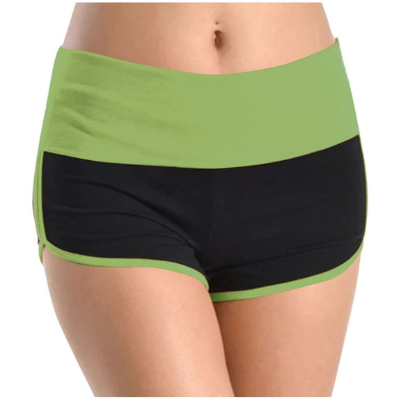 cfhntfmh Athletic Shorts for Women Low Waist Stretch Yoga Shorts Color Block Workout Fitness Activewear Shorts