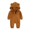 thumbnail image 1 of cfhntfmh Baby Boys Girls Clothing Zipper Hooded Jumpsuit Romper Long Sleeve Outfit Infant Newborn Fall Winter Warm Clothes, 1 of 6