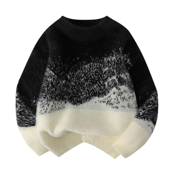 cfhntfmh Baby Boys Girls Knit Sweater Fuzzy Pullover Toddler Kids Clothes Long Sleeve Crewneck Gradient Color Fall Winter Pullover