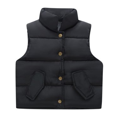 Fatyb Kids Fall Winter Vest Boys Girls Button Down Sleeveless Jackets V Neck Outwear Warm Thick