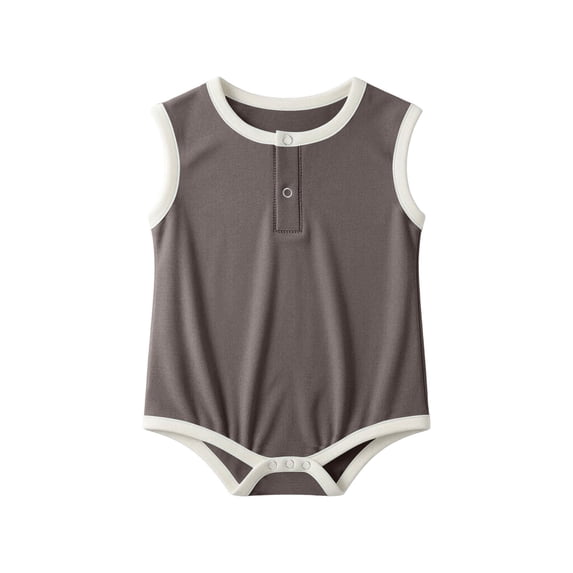 cfhntfmh Baby Girls Boys Sleeveless Bodysuits Round Neck Unisex Infant Onesies Spring Cute Fashion Clothes (Coffee,3-6 Months)