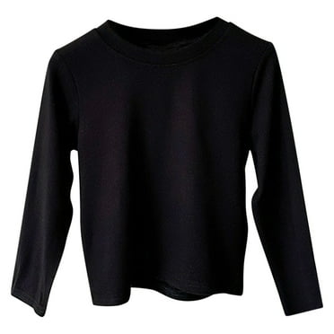 cfhntfmh Baby Girls Boys Soft Round Neck Long Sleeve Plain Pullover Tops Casual Solid Color Toddler Clothes for 1-12 Years