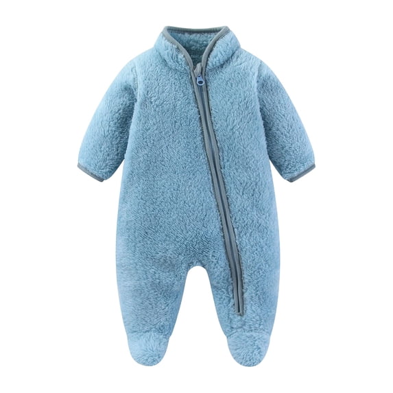 cfhntfmh Baby Warm Jumpsuit Winter Thermal Footed Rompers Fleece Zipper Clothes Infant Boys Girls Outfits (Blue,3-6 Months)