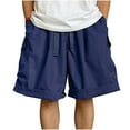 thumbnail image 1 of cfhntfmh Beach Shorts for Men Casual Summer Elastic Waisted Cargo Shorts Loose Wide Leg Cotton Shorts for Outdoor Hiking, 1 of 3