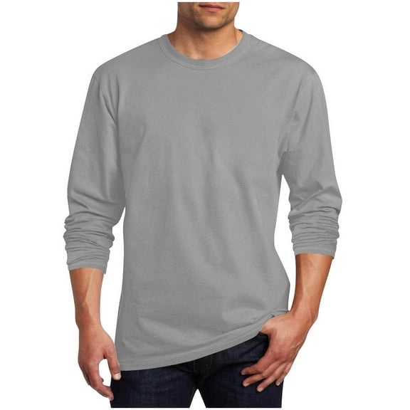 cfhntfmh Big and Tall Shirts for Men Crew Neck Cotton Long Sleeve Tee Tops Casual Loose Tops Oversized Basic T Shirts