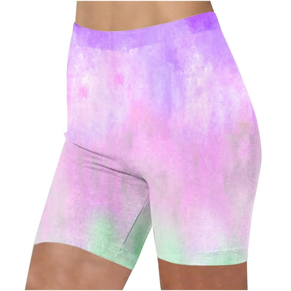 cfhntfmh Biker Shorts for Women Fashion Tie-Dye High Elastic Waist Shorts Seamless Workout Yoga for Under Dresses