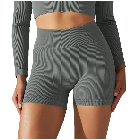 cfhntfmh Biker Shorts for Women Ribbed Seamless High Waisted Workout Gym Yoga Pants Basic Stretchy Shorts