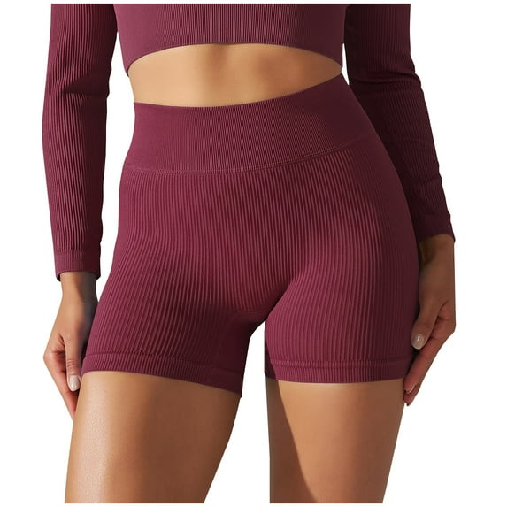 cfhntfmh Biker Shorts for Women Ribbed Seamless High Waisted Workout Gym Yoga Pants Basic Stretchy Shorts